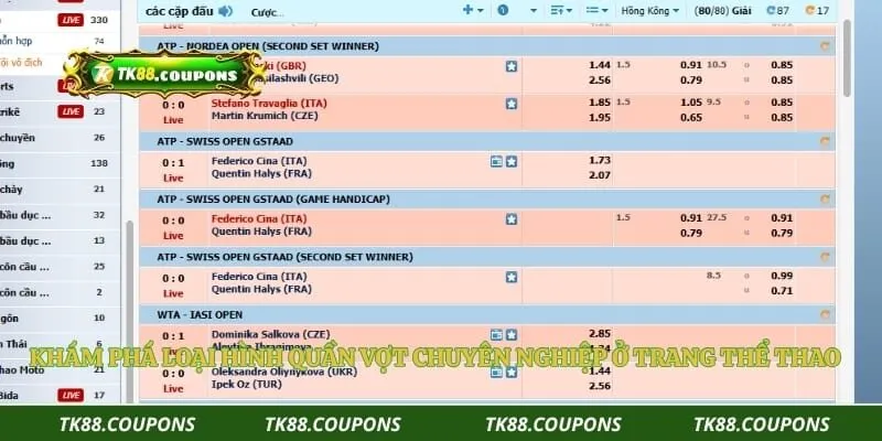 Khám phá loại hình quần vợt chuyên nghiệp ở trang thể thao