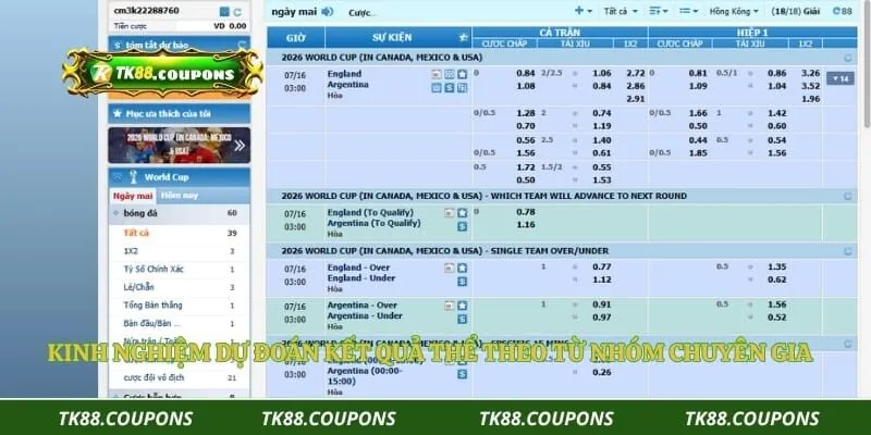 Kinh nghiệm dự đoán kết quả thể theo từ nhóm chuyên gia