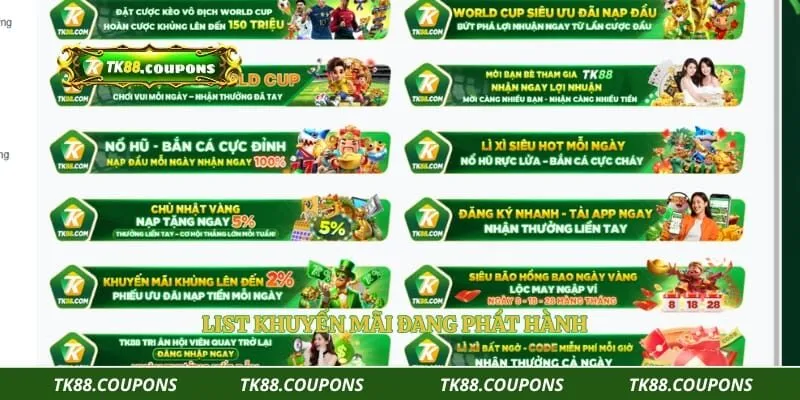 List khuyến mãi đang phát hành