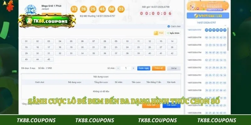 Sảnh cược lô đề đem đến đa dạng hình thức chọn số