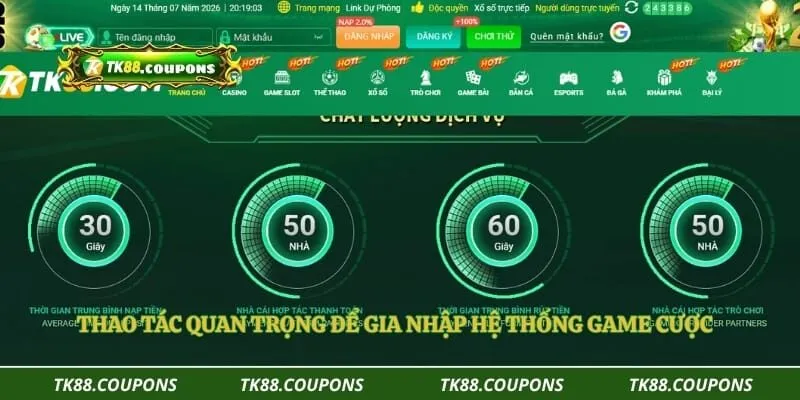 Thao tác quan trọng để gia nhập hệ thống game cược