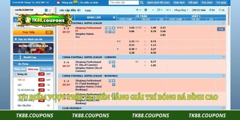 Ưu điểm vượt trội tại nền tảng giải trí bóng đá đỉnh cao